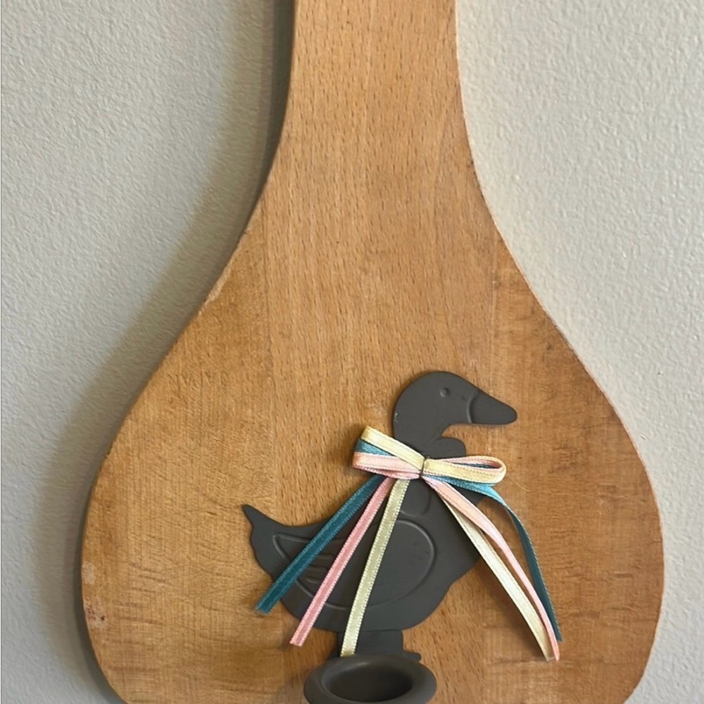 Wooden Duck Wall Decor with Ribbon